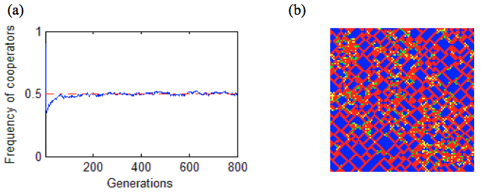 Simulations of evolutionary games in space 8